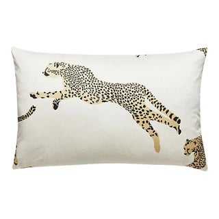 The House of Scalamandré Leaping Cheetah Lumbar Pillow, Dune For Sale