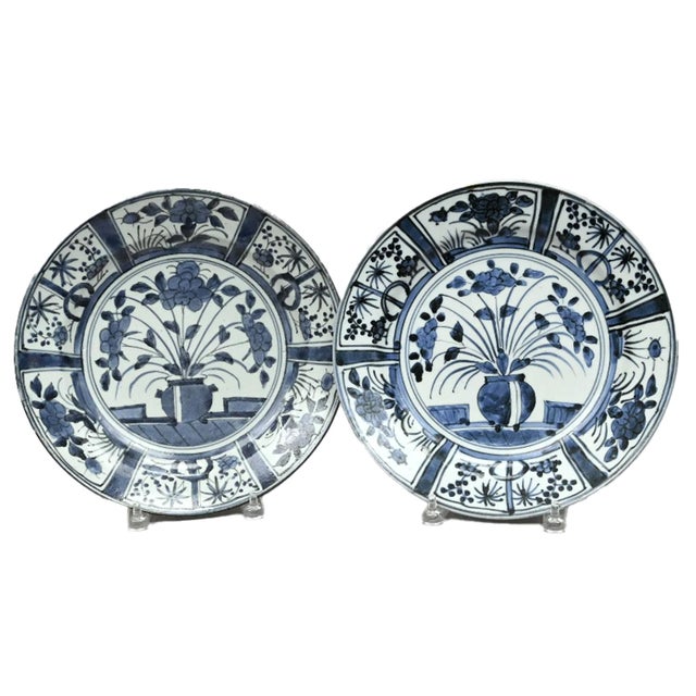 17th Century 17tth-Century Japanese Porcelain Blue & White Kraak-Style Dishes For Sale - Image 5 of 8