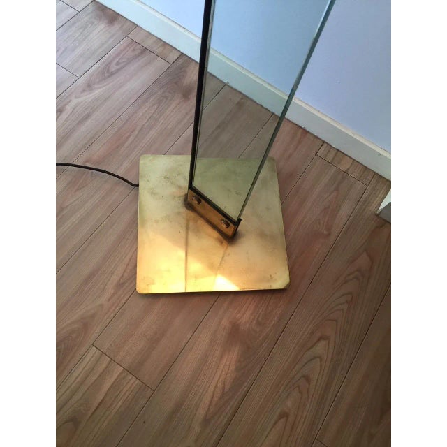 Metal Italian Glass & Brass Floor Lamp by Max Baguara for Lamperti, 1970s For Sale - Image 7 of 9