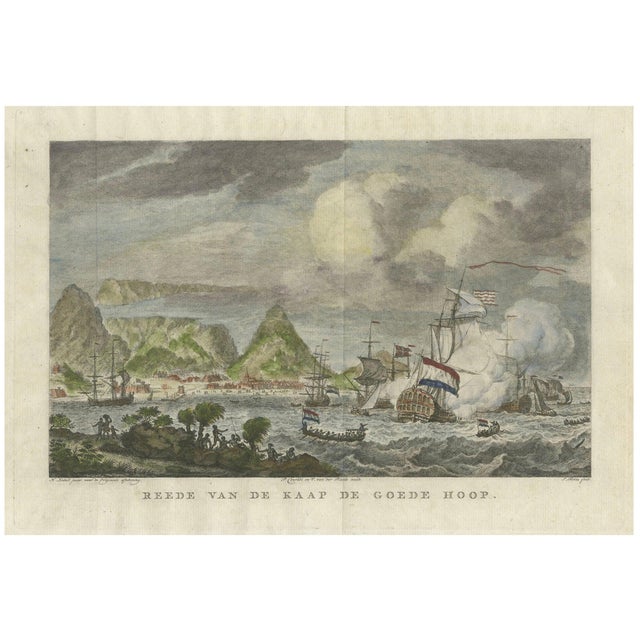 S. Fokke, P. Conradi, and V. van der Plaats, Cape of Good Hope & Table Bay Ships at Anchor, 1777, Engraving For Sale