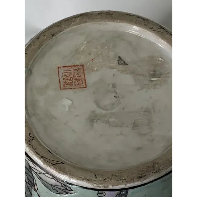 Antique Asian Vase Green and Blue For Sale - Image 4 of 5