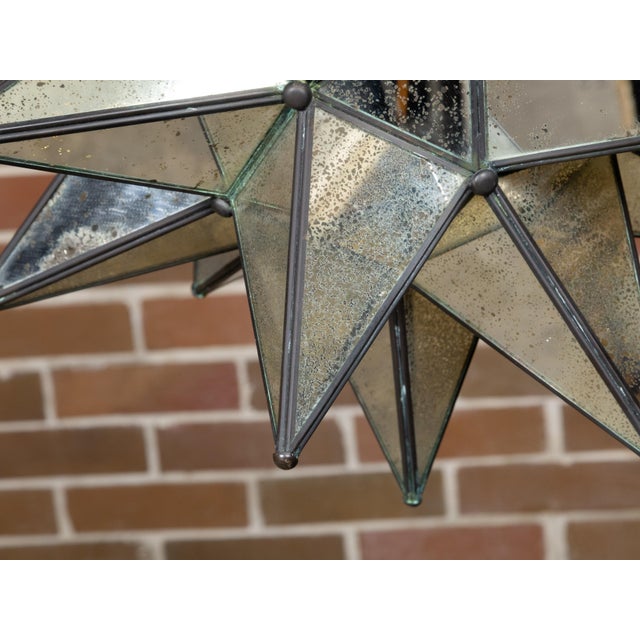 Mid-Century Modern Mid 20th Century Mid Century Modern French Star Shaped Light Fixture with Mirrored Panels, USA Wired For Sale - Image 3 of 12