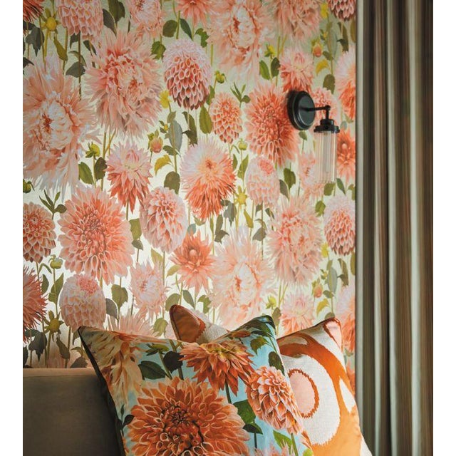 Dahlia Wallpaper - Pink - Sample | Chairish