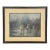 Atmospheric Rain Scene by H. Lubinski – Framed Watercolor of Figures With Umbrellas For Sale