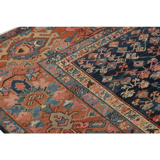 1920s Antique Persian Bakshaish Rug in Navy Blue With Floral Patterns From Rug & Kilim For Sale - Image 5 of 7