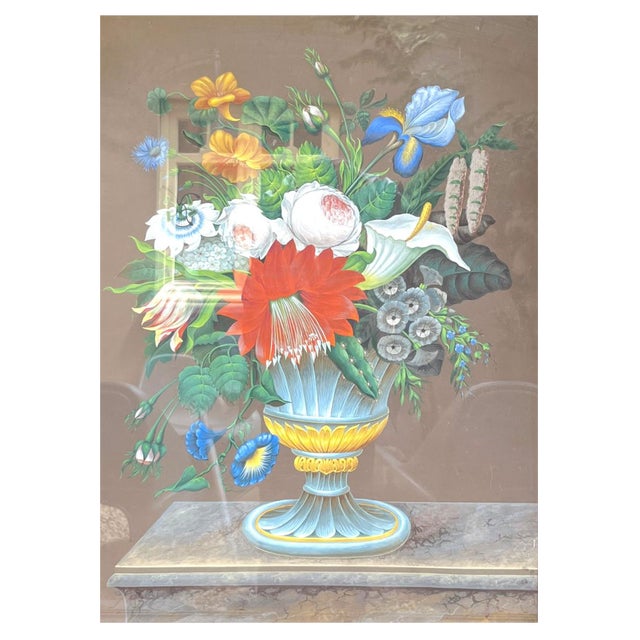 Still Life Bouquet of Flowers, Gouache on Paper, 1830s For Sale