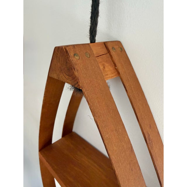 Vintage Danish Modern Teak Bent Wood Teardrop Hanging Shelf For Sale - Image 6 of 9