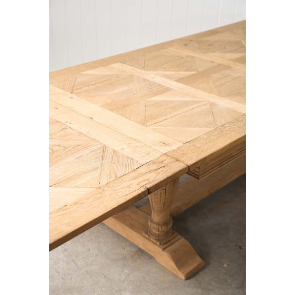 1900 - 1909 Bleached French Oak Parquetry Dining Table (C. 1900) For Sale - Image 5 of 7