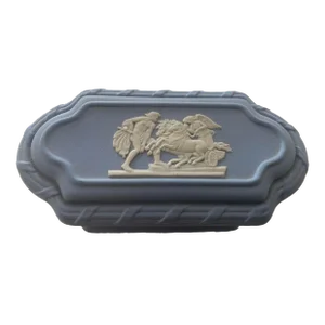 Unique Wedgwood White on Blue Trinket Pomona Box 7791 in Original Box Mint Condition Late 20th Century