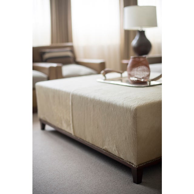 2010s Custom Upholstered Hair on Hide Ottoman For Sale - Image 5 of 8