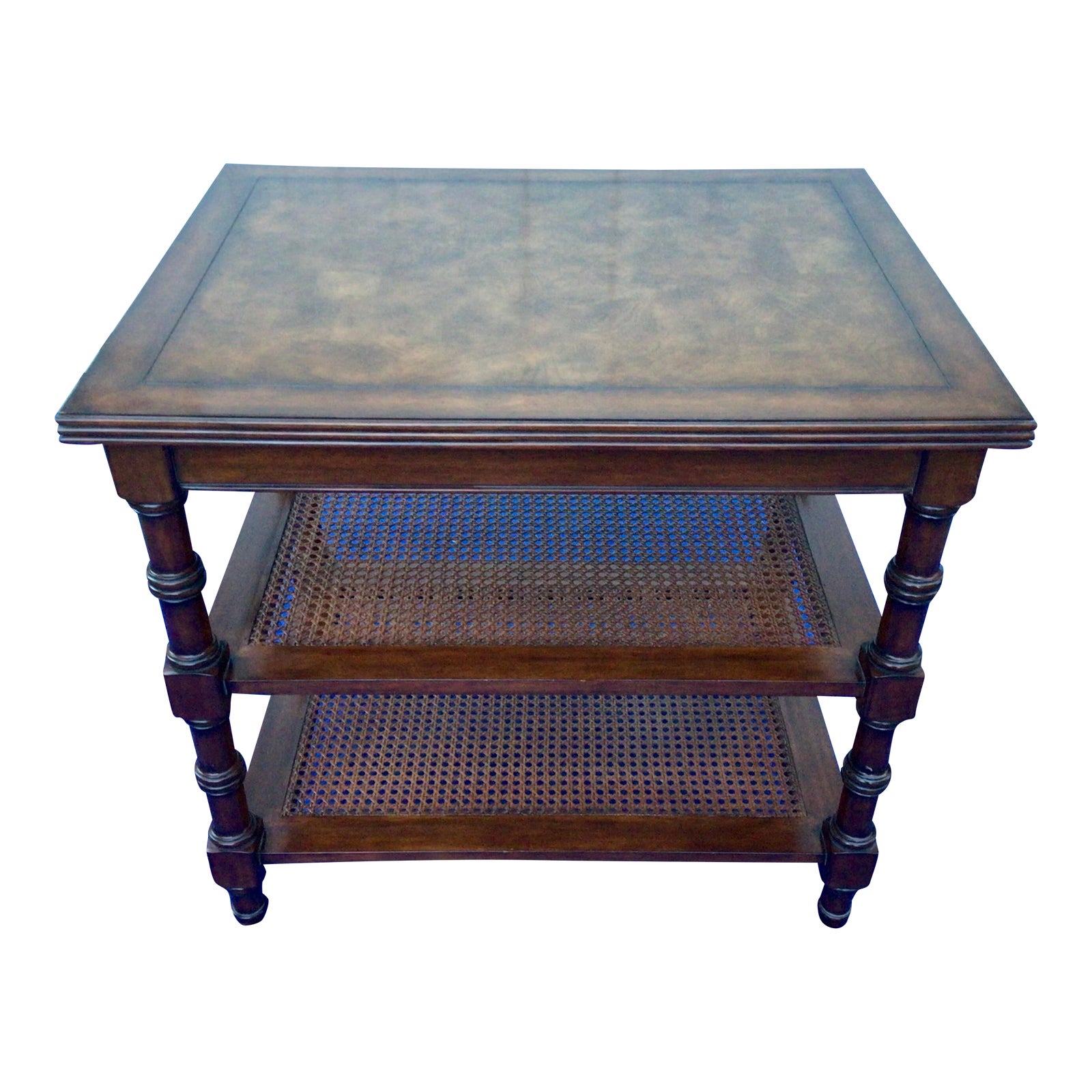 1980s Vintage Ethan Allen Three Tier Cane Shelf Side Table Chairish