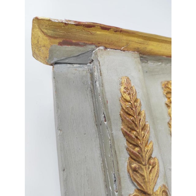 Gold Antique French Restoration Painted Trumeau Mirror, 1830s For Sale - Image 8 of 11