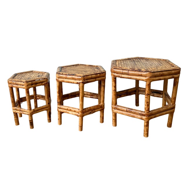 Vintage Graduated Bamboo Plant Stands, Set of 3 – Hollywood Regency / Coastal / Organic Modern For Sale - Image 10 of 10