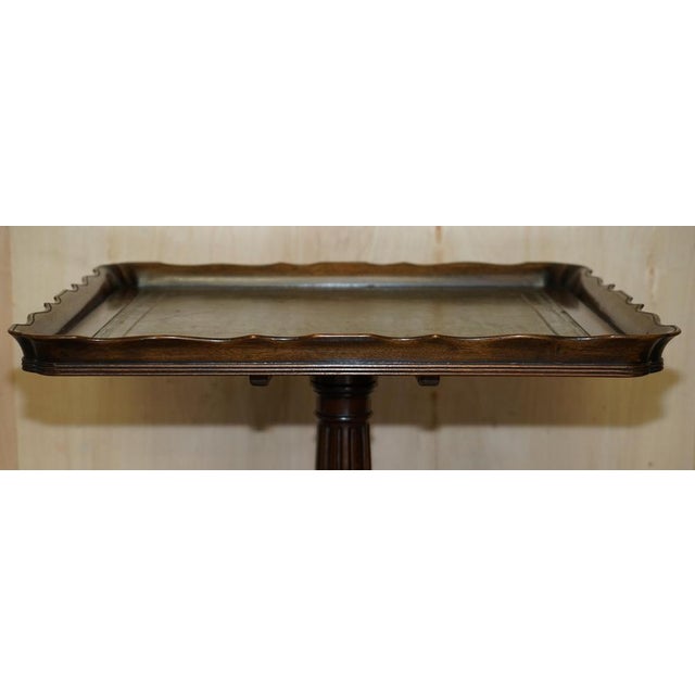 Large Antique Carved Hardwood & Green Leather Tilt Top Centre Table For Sale - Image 4 of 18