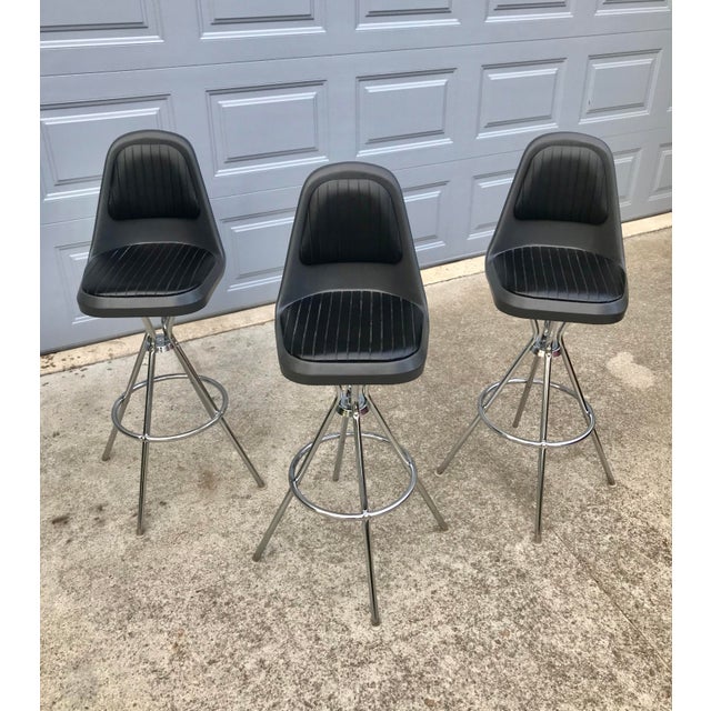Mid Century Modern Comfortline Barstools Set Of 3 Chairish