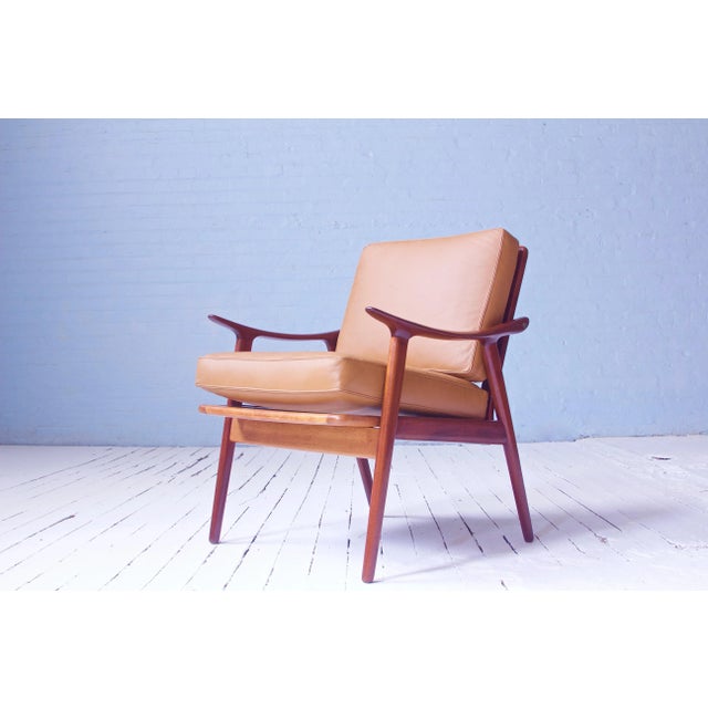 Vatne Møbler Vintage Fredrik A. Kayser Teak, Leather & Brass Easy Chair #563, Norway, 1950s For Sale - Image 4 of 12