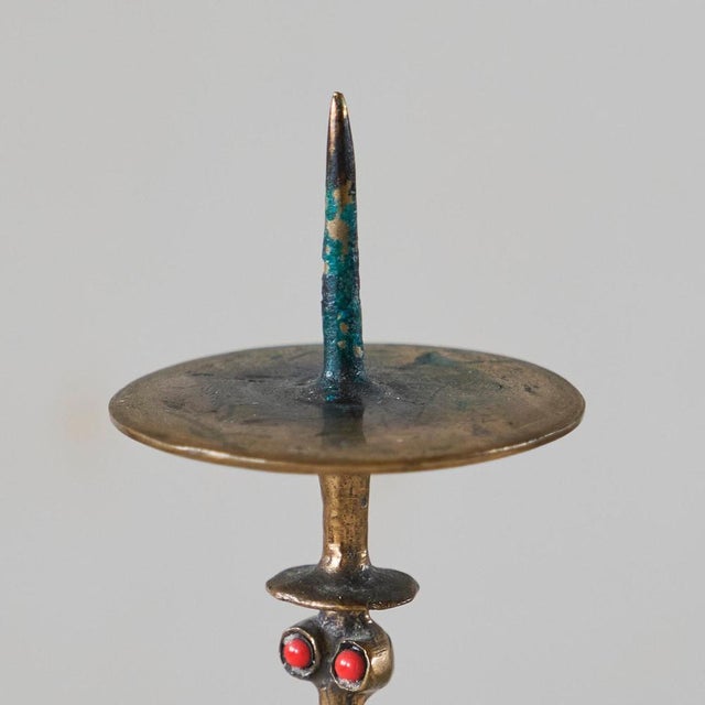 Brutalist Anthropomorphic Candleholder in Bronze and Enamel by Zoltán Pap, 1970s For Sale - Image 4 of 10