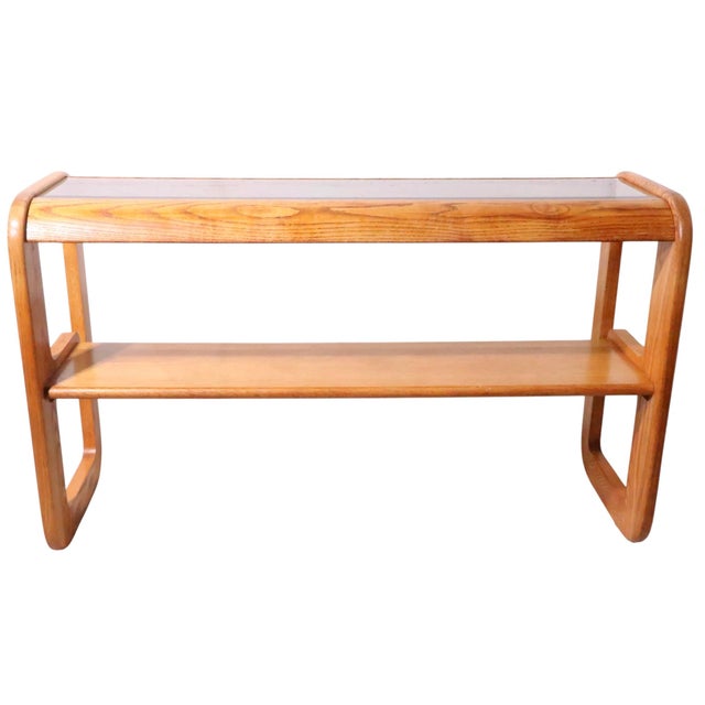Mid 20th Century Mod Lou Hodges Oak and Glass Console Table For Sale - Image 18 of 18