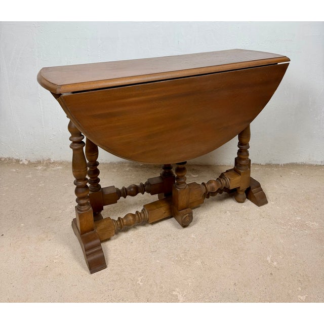 Mid-Century Spanish Drop-Leaf Dining Table with Barley Twist Legs, 1940 For Sale - Image 6 of 10