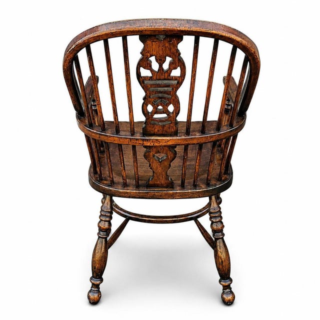 Vintage Oak Wheelback Windsor Armchairs, 1980s, Set of 9 For Sale - Image 11 of 18