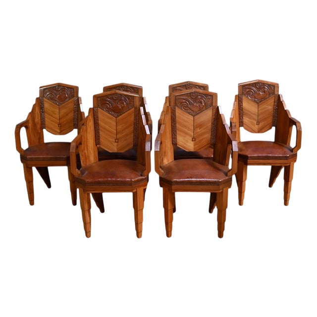 Vintage Art Deco Armchairs, 1910, Set of 6 For Sale