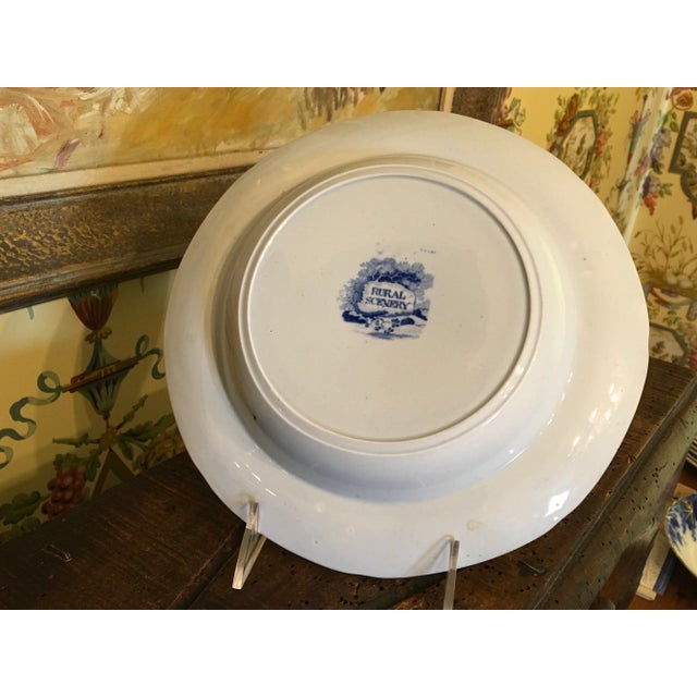 1820 Antique English Rural Scenery Blue & White Bowl For Sale - Image 11 of 13