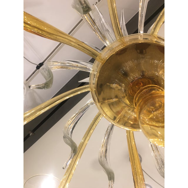 Contemporary Italian Contemporary Yellow Murano Style Glass Chandelier For Sale - Image 3 of 6
