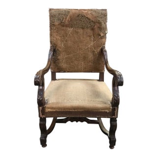 18th Century Antique French Louis XIII Armchair For Sale