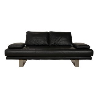 Model 6600 2-Seater Sofa in Black Leather from Rolf Benz For Sale