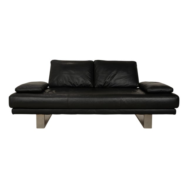 Model 6600 2-Seater Sofa in Black Leather from Rolf Benz For Sale
