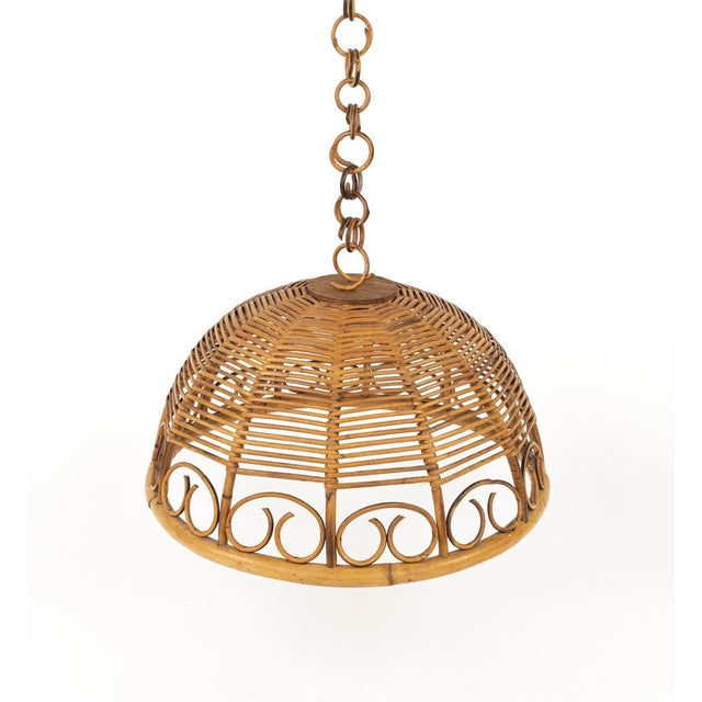Mid-Century Modern Mid-Century Rattan and Bamboo Pendant, Italy, 1960s For Sale - Image 3 of 15
