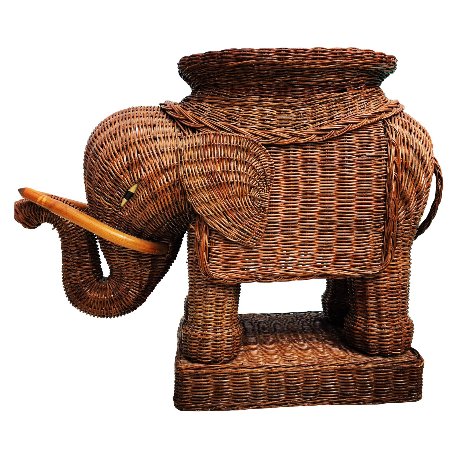 Vintage Wicker Rattan Elephant Plant Stand Table Chairish