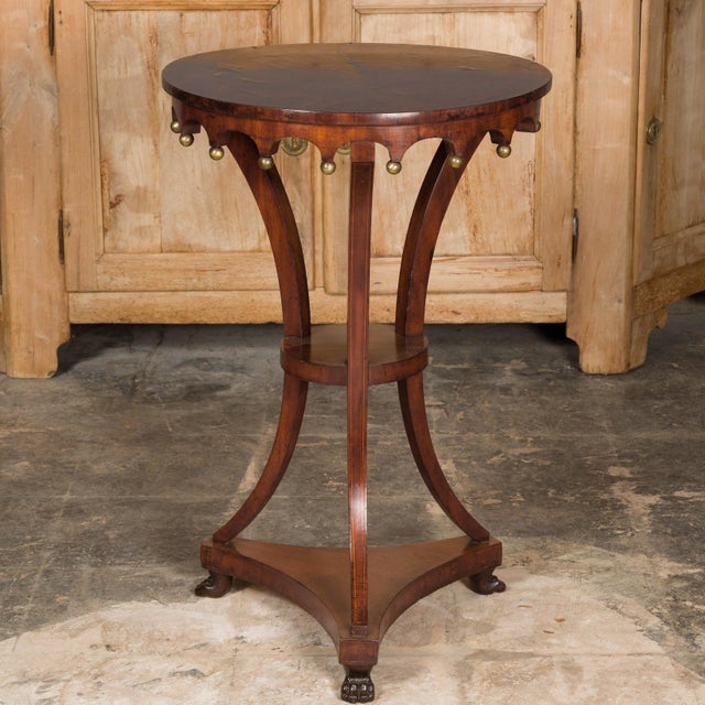 Italian 1800s Walnut Guéridon Side Table with Carved Apron and Gilt Spheres For Sale In Atlanta - Image 6 of 12