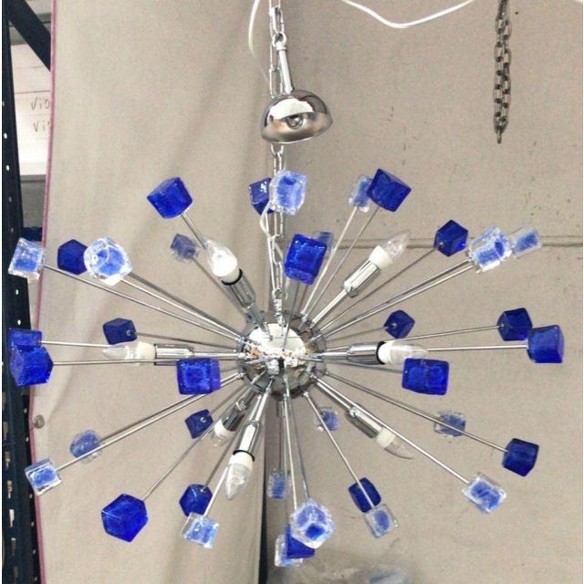 Contemporary Murano Glass Sputnik Blue Italian Handmade Chandelier For Sale - Image 10 of 13