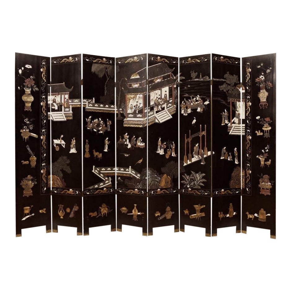 Eight Panel Coromandel Chinese Lacquer Screen/Room Divider Chairish