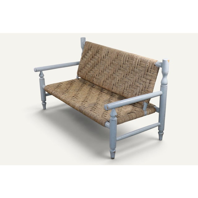 Vintage Bench in Braided Rope and Painted Wood, 1950s For Sale - Image 15 of 18