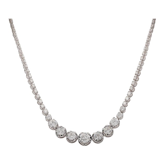 5.5 Carat Diamond White Gold Graduated Riviera Cupcake Tennis Necklace For Sale