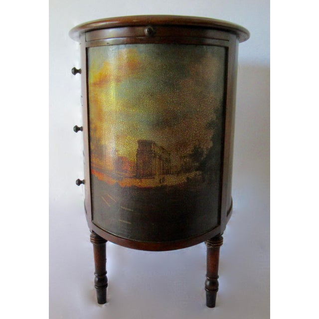 Wood C .1993 Napoleonic-Style Craquelure Oval Side/End Table With Pull-Out Drinks Drawers,, 3-Drawer Fronts For Sale - Image 7 of 17