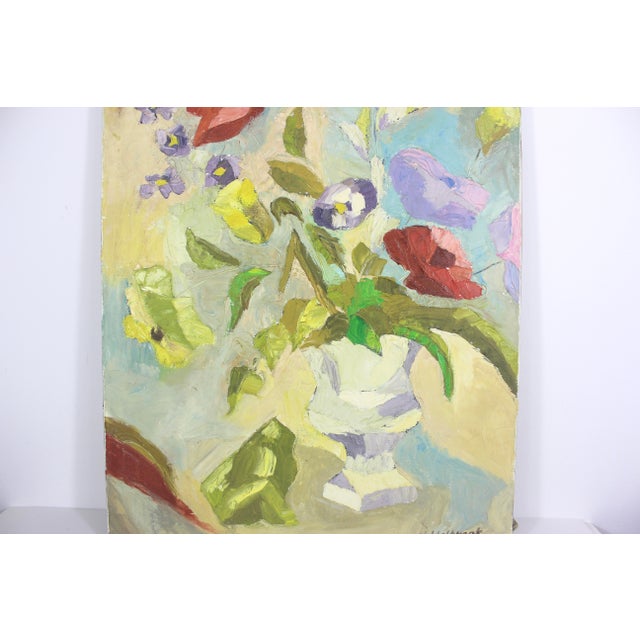 1980s Vintage Abstract Floral Oil Painting Signed by Artist J Holbrook For Sale - Image 5 of 13