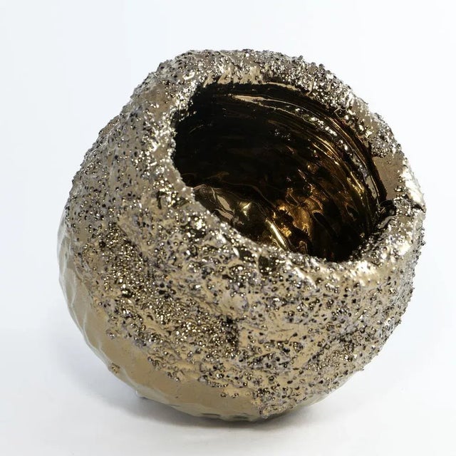 Object/Bowl/Vase with Golden Glaze by Ymono For Sale - Image 6 of 7