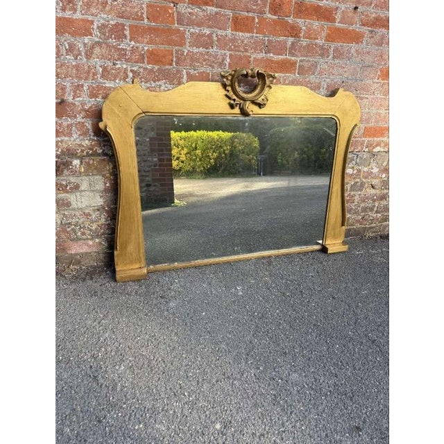 Antique English Carved Wood Gilt Overmantle Mirror, 1800s For Sale - Image 6 of 7