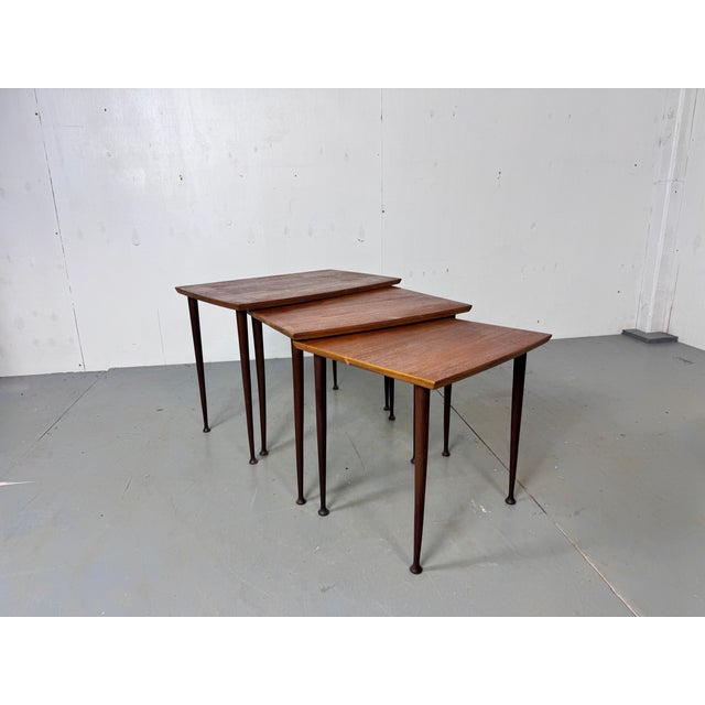 Wood Mid-Century Danish Teak Nesting Tables, Set of 3 For Sale - Image 7 of 7