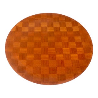 Mid Century Danish Modern Style Parquetry Inlay Serving Tray For Sale