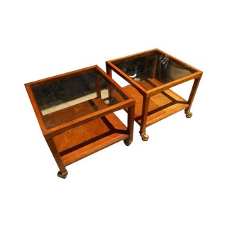 Drexel Mid-Century Parallel Walnut Tables - A Pair For Sale