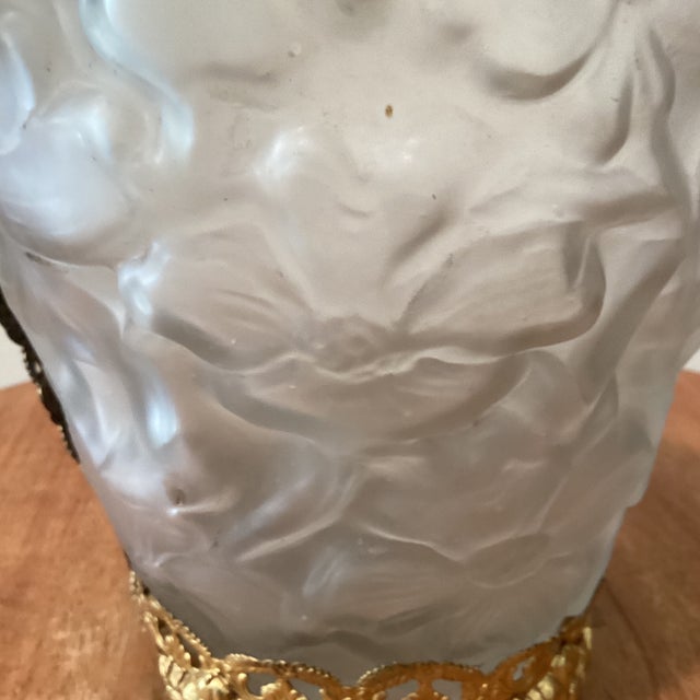 Antique Frosted Sculpted Vase W/ French Gold Metal Filigree and Cameo Medallion For Sale - Image 11 of 12