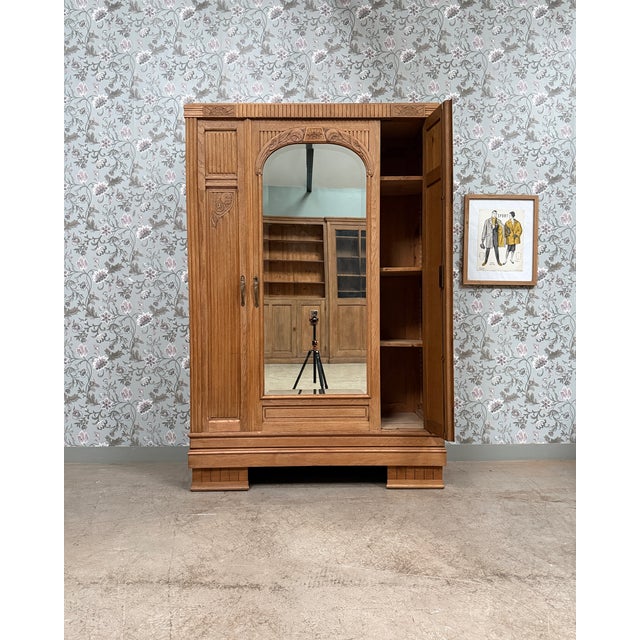 Art Deco Oak Wardrobe, 1940s For Sale - Image 12 of 18