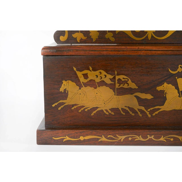 Brass 19th Century Mahogany / Brass Inlay Desk Clock For Sale - Image 8 of 11