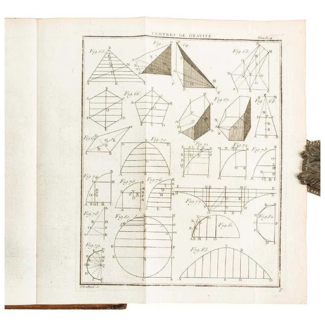 Illustration 1740s Decorative French Illustrated Leather Book, l'Abbe Deidier's Measurement of Surfaces and Solides... & Theorique Et Pratique..., 2 Books in 1 For Sale - Image 3 of 6