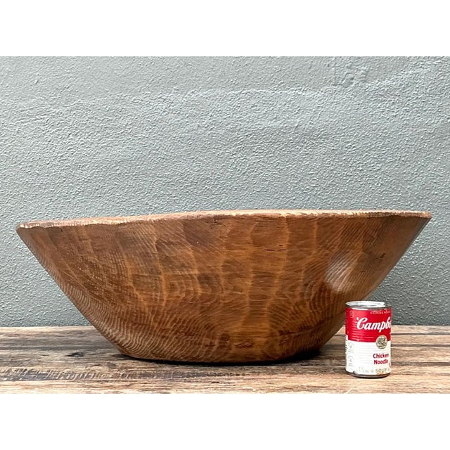Vintage Monumental Rustic Carved Wood Bowl For Sale - Image 11 of 12
