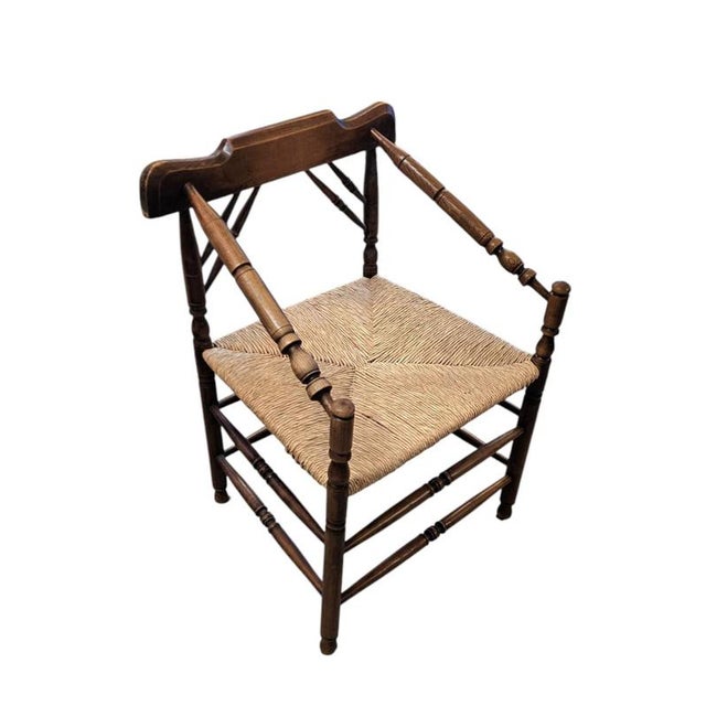 Dutch Oak and Rush Chairs, 1930s, Set of 2 For Sale - Image 12 of 15